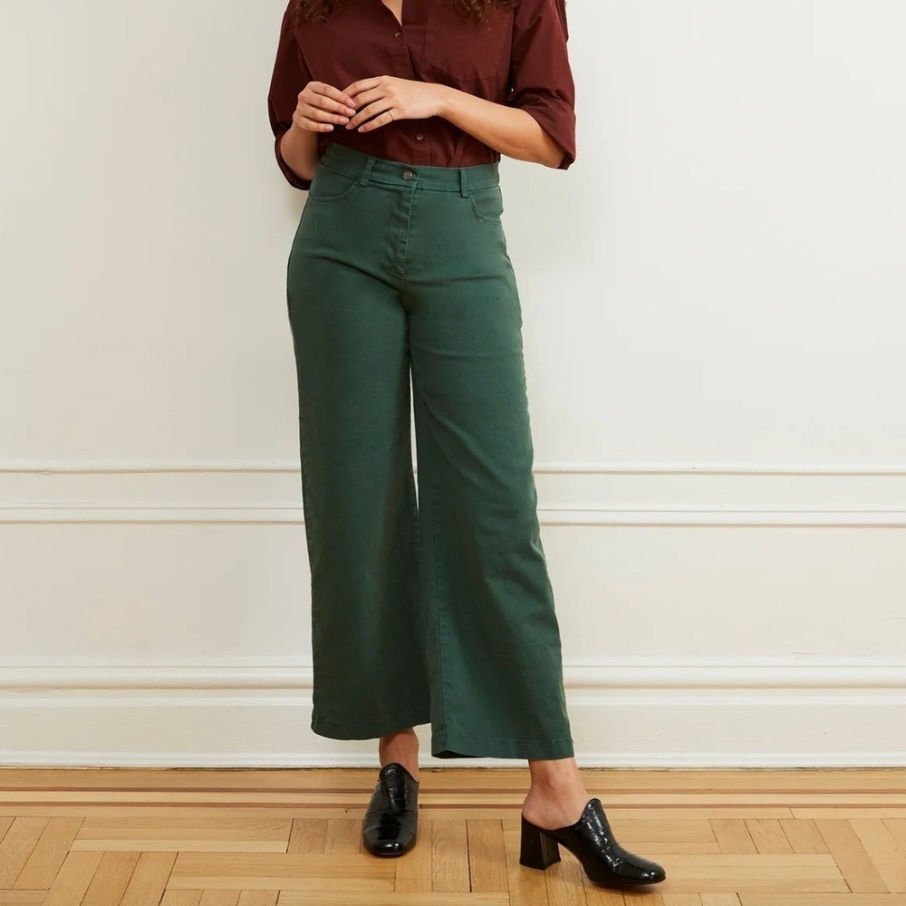 LOUP Toni Wide Leg Ankle Pants in Hunter